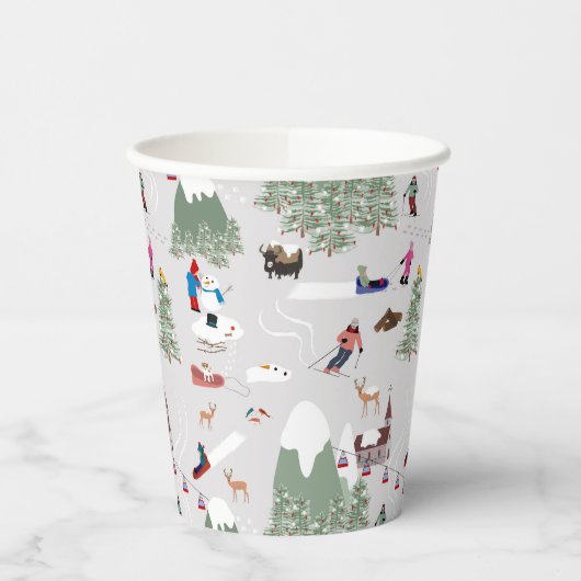 Winterschnee Skipisten Alpin Landschaft Pappbecher (Links)