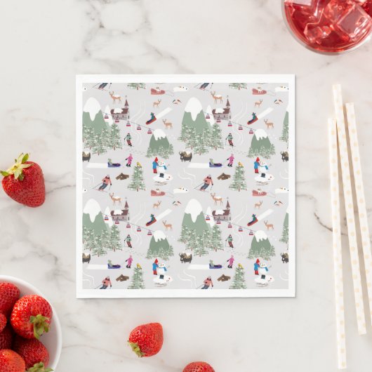 Winterschnee Skipisten Alpin Landschaft Serviette (Beispiel)