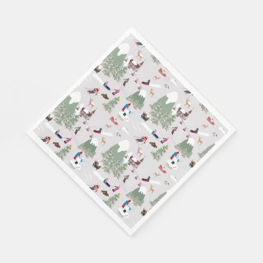 Winterschnee Skipisten Alpin Landschaft Serviette (Ecke)