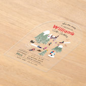 Winterschnee Skipisten - Skipisten Geburtstag Acryleinladungen (Ablage )