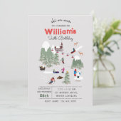 Winterschnee Skipisten - Skipisten Geburtstag Einladung (Stehend Vorderseite)