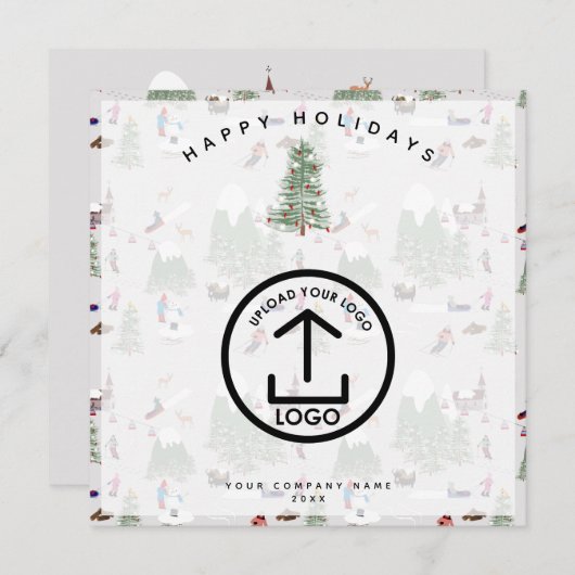 Winterschnee-Skiurlaub Firmenlogo Dankeskarte (Vorne/Hinten)