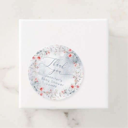 Winterschnee staubige blaue Berry Danke Geschenkanhänger (Beispiel)