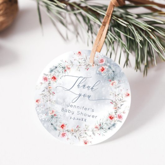 Winterschnee staubige blaue Berry Danke Geschenkanhänger