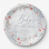 Winterschnee staubige blaue Krandusche Pappteller (Vorderseite)