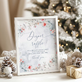 Winterschnee staubige blaue Weihnachtsweinverlosun Poster