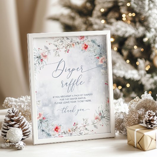 Winterschnee staubige blaue Weihnachtsweinverlosun Poster