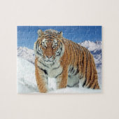 Winterschnee-Tiger-Berge Tierart Puzzle (Horizontal)