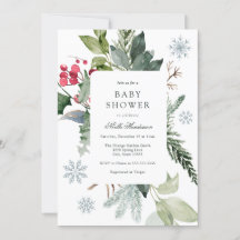 Winterschnee und Evergreen Baby Dusche