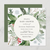 Winterschnee und Evergreen Baby Dusche Einladung (Vorne/Hinten)