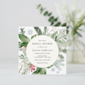Winterschnee und Evergreen Bridal Dusche Einladung (Stehend Vorderseite)