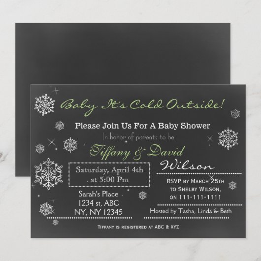 Winterschnee unisex Kinderdusche Einladung (Vorne/Hinten)