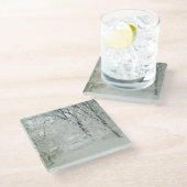 Winterschnee, Untersetzer aus Glas (Schrägansicht)