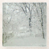 Winterschnee, Untersetzer aus Glas (Vorderseite)
