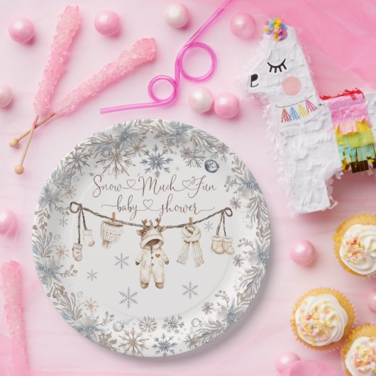 Winterschnee viel Spaß Kinderdusche Pappteller (Party)