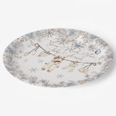 Winterschnee viel Spaß Kinderdusche Pappteller (Schrägansicht)