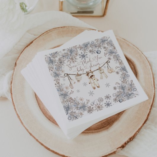 Winterschnee viel Spaß Kinderdusche Serviette