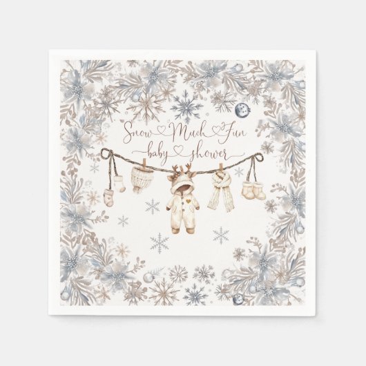 Winterschnee viel Spaß Kinderdusche Serviette (Vorderseite)