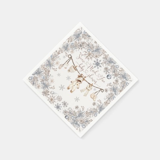 Winterschnee viel Spaß Kinderdusche Serviette (Ecke)