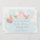 Winterschnee-Waldtiere Einladung zum Geburtstag (Vorderseite)