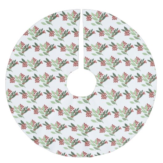 Winterschnee Weihnachten Botanische Berries Urlaub Polyester Weihnachtsbaumdecke (Vorderseite)