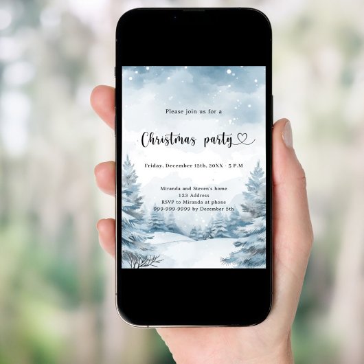 Winterschnee Weihnachten Party Einladung