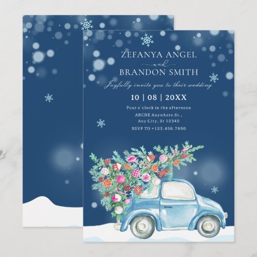 Winterschnee Weihnachtsfeier Einladung (Vorne/Hinten)