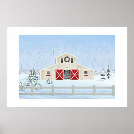 Winterschnee Weihnachtsstall Extra Große Print Poster (Vorne)
