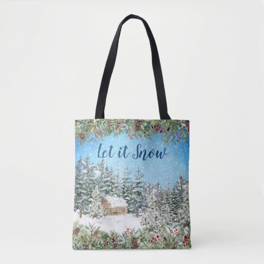 Winterschnee Weihnachtswald Tasche (Vorderseite)