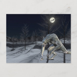 Winterschnee Werewolf Beängstigendes Halloween Postkarte