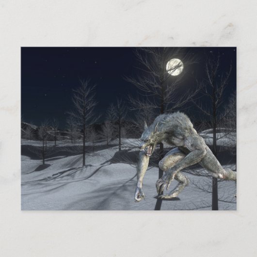 Winterschnee Werewolf Beängstigendes Halloween Postkarte (Vorderseite)