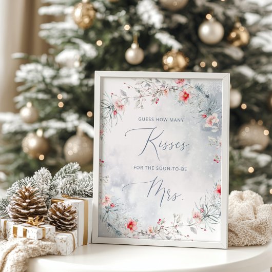 Winterschnee Wie viele Küsse Brautparty Spiel Poster