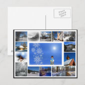 Winterschnee Wintertraum Schneeweiße Collage Postkarte (Vorne/Hinten)