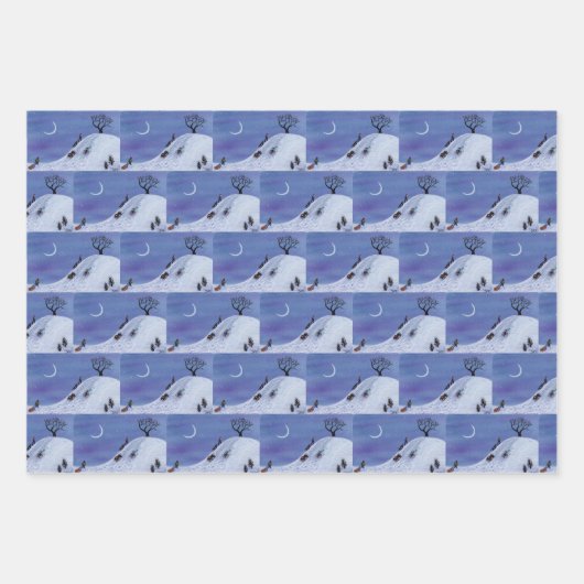 Winterschneeabziehpapierblätter Geschenkpapier Set (Vorderseite 3)