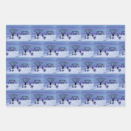 Winterschneeabziehpapierblätter Geschenkpapier Set (Vorderseite 2)