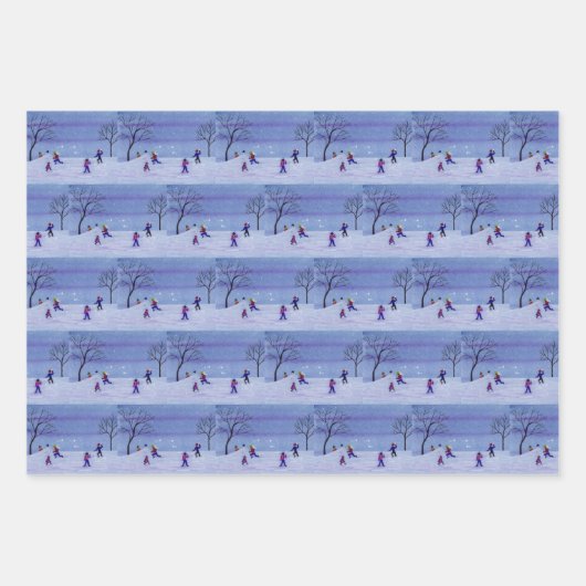 Winterschneeabziehpapierblätter Geschenkpapier Set (Vorderseite)