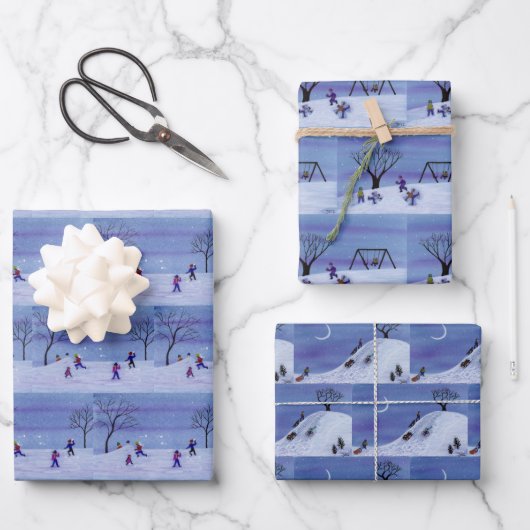 Winterschneeabziehpapierblätter Geschenkpapier Set (Vorderseite)