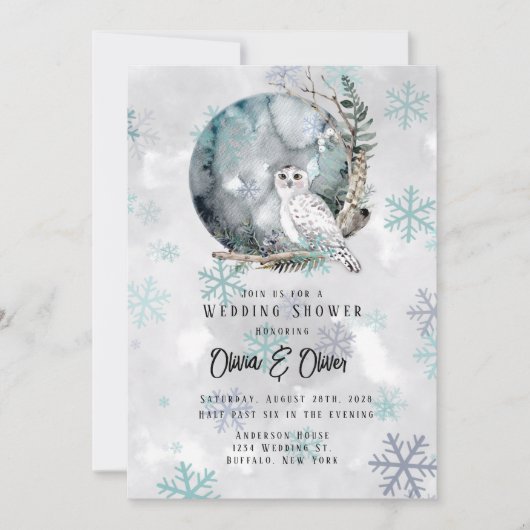 Winterschneeauge Moon Polterabend Einladung (Vorderseite)