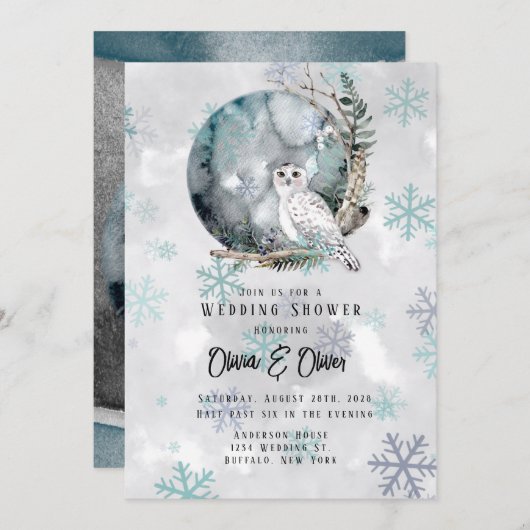 Winterschneeauge Moon Polterabend Einladung (Vorne/Hinten)