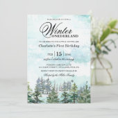 Winterschneebaby zum ersten Geburtstag Einladung (Stehend Vorderseite)