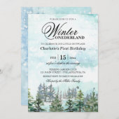 Winterschneebaby zum ersten Geburtstag Einladung (Vorne/Hinten)