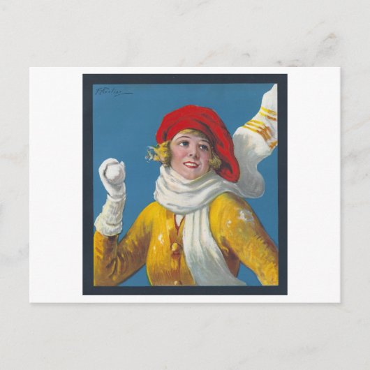 Winterschneeballschlacht Postkarte (Vorderseite)