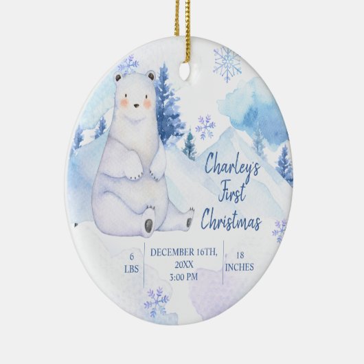 Winterschneebar Artics Tier Erste Weihnachtsfeier Keramik Ornament (Rechts)