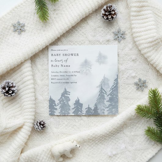 Winterschneebäume Babydusche Einladung
