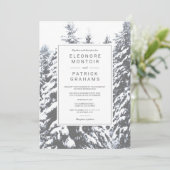 Winterschneebäume Foto Hochzeit Einladung (Stehend Vorderseite)