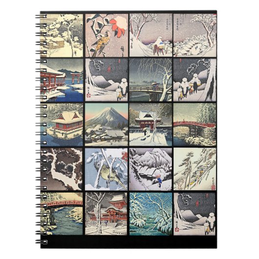 Winterschneebäume, japane Kunstmalereien Notizblock (Vorderseite)
