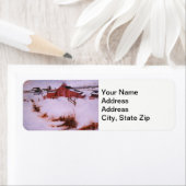 Winterschneebedeckte rote Scheune, Landschaft der (Insitu)