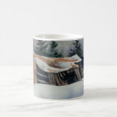 Winterschneebedecktes Ackerfeld verlassene Hausstä Kaffeetasse (Mittel)