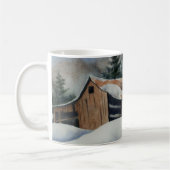 Winterschneebedecktes Ackerfeld verlassene Hausstä Kaffeetasse (Links)