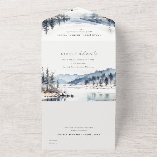 Winterschneeberg Landschaft Seenlandschaft Hochzei All In One Einladung (Außenbereich)